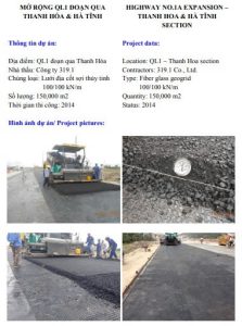 Lưới địa cốt thuỷ tinh gia cố mặt đường QL 1A