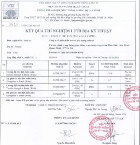 Kết quả thí nghiệm Lưới địa cốt sợi thuỷ tinh